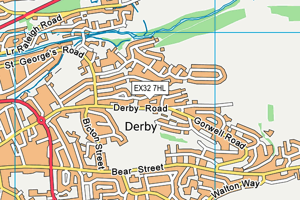 EX32 7HL map - OS VectorMap District (Ordnance Survey)