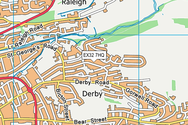 EX32 7HQ map - OS VectorMap District (Ordnance Survey)