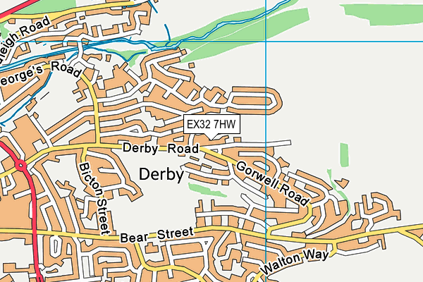 EX32 7HW map - OS VectorMap District (Ordnance Survey)