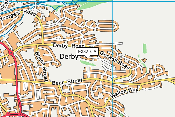 EX32 7JA map - OS VectorMap District (Ordnance Survey)