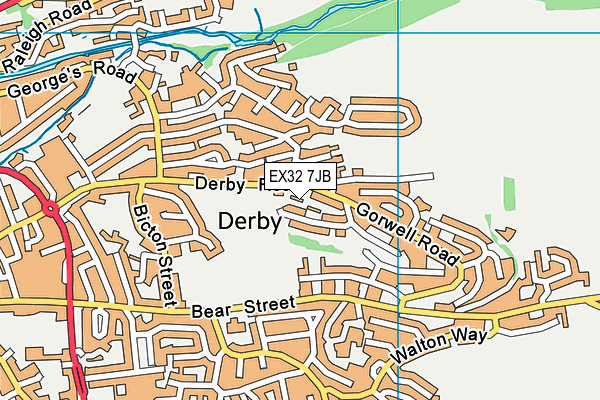 EX32 7JB map - OS VectorMap District (Ordnance Survey)