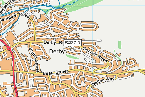 EX32 7JD map - OS VectorMap District (Ordnance Survey)