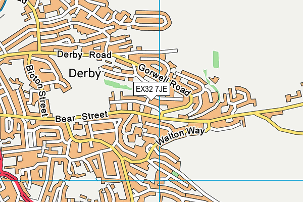 EX32 7JE map - OS VectorMap District (Ordnance Survey)