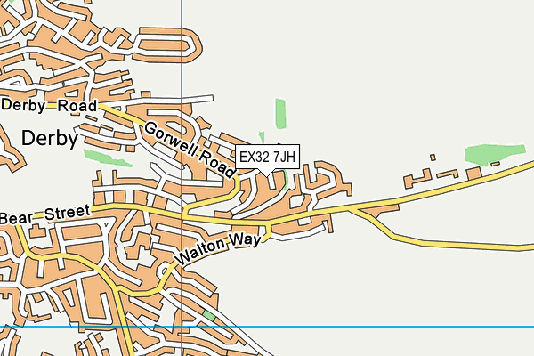 EX32 7JH map - OS VectorMap District (Ordnance Survey)