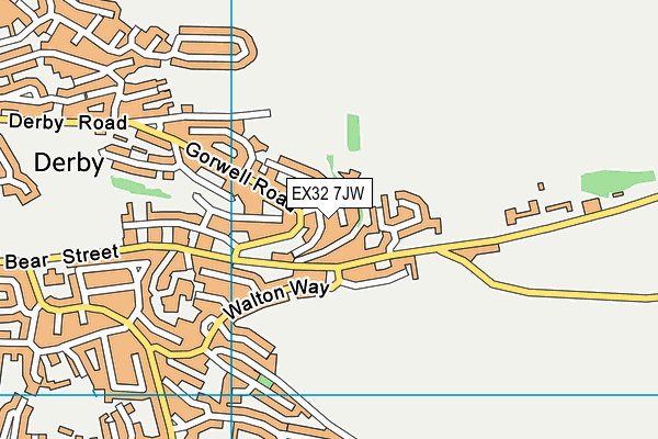 EX32 7JW map - OS VectorMap District (Ordnance Survey)