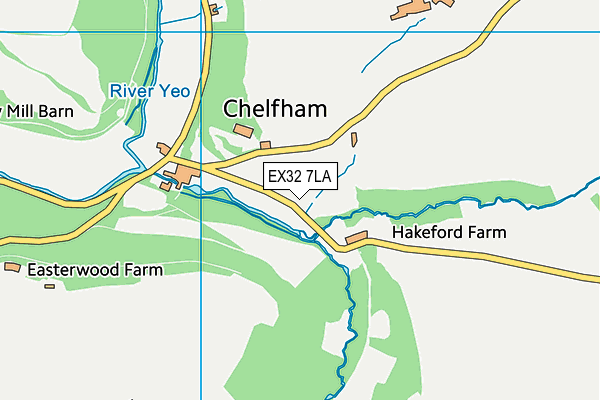 EX32 7LA map - OS VectorMap District (Ordnance Survey)