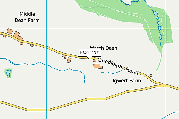 EX32 7NY map - OS VectorMap District (Ordnance Survey)