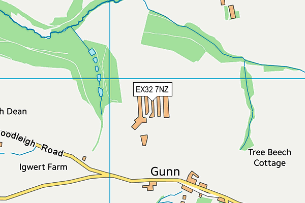 EX32 7NZ map - OS VectorMap District (Ordnance Survey)