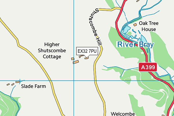 EX32 7PU map - OS VectorMap District (Ordnance Survey)