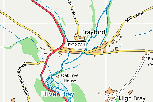 EX32 7QH map - OS VectorMap District (Ordnance Survey)