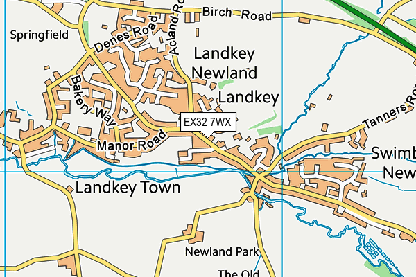 EX32 7WX map - OS VectorMap District (Ordnance Survey)