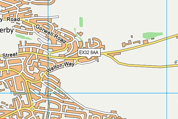 EX32 8AA map - OS VectorMap District (Ordnance Survey)