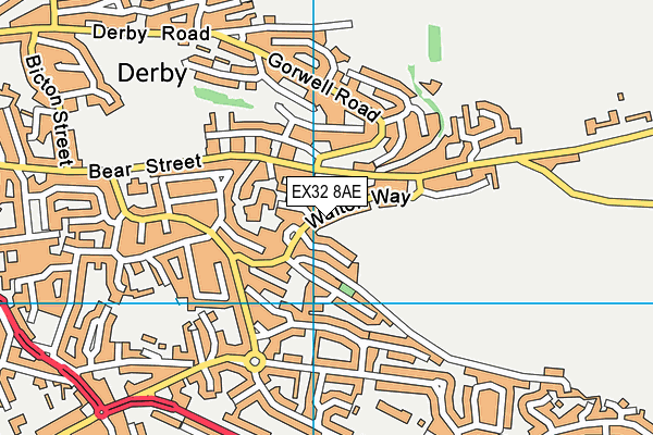 EX32 8AE map - OS VectorMap District (Ordnance Survey)