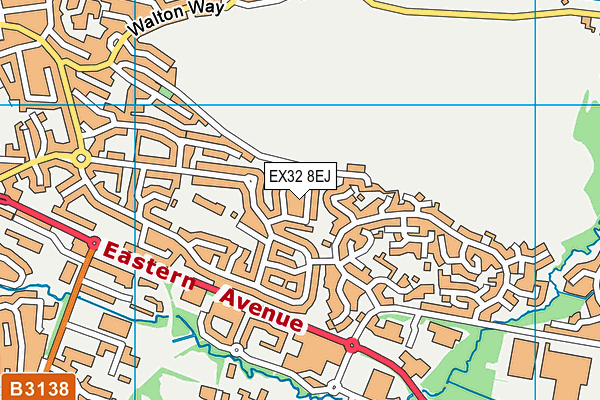EX32 8EJ map - OS VectorMap District (Ordnance Survey)