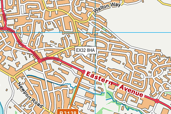 EX32 8HA map - OS VectorMap District (Ordnance Survey)