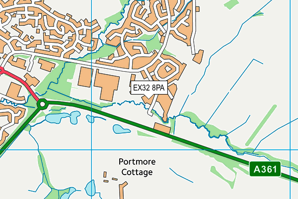 EX32 8PA map - OS VectorMap District (Ordnance Survey)