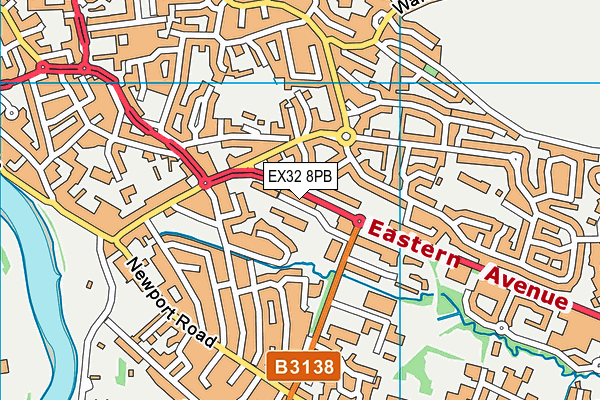 EX32 8PB map - OS VectorMap District (Ordnance Survey)