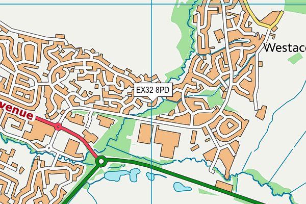 EX32 8PD map - OS VectorMap District (Ordnance Survey)