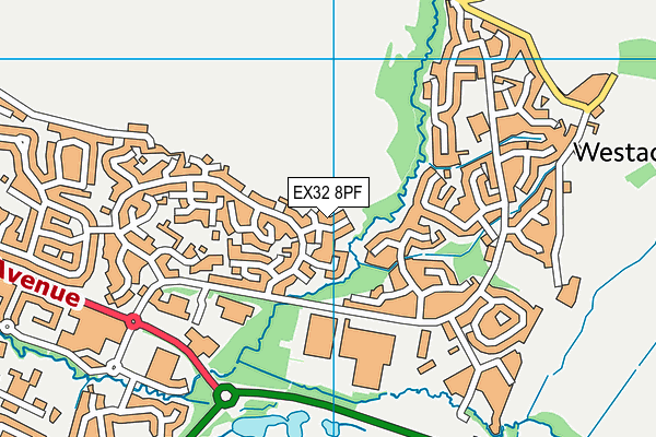 EX32 8PF map - OS VectorMap District (Ordnance Survey)