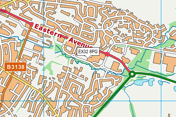 EX32 8PG map - OS VectorMap District (Ordnance Survey)