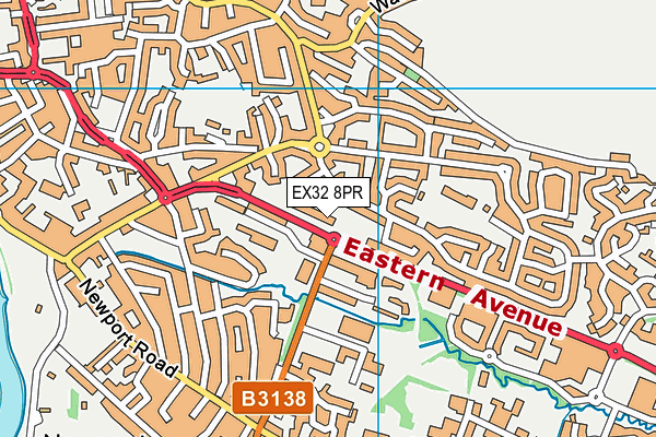 EX32 8PR map - OS VectorMap District (Ordnance Survey)