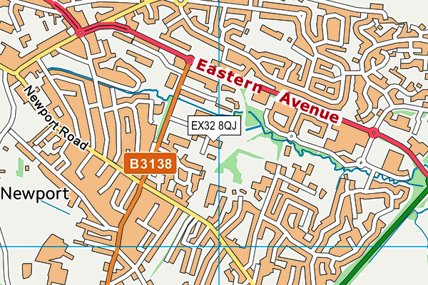 EX32 8QJ map - OS VectorMap District (Ordnance Survey)