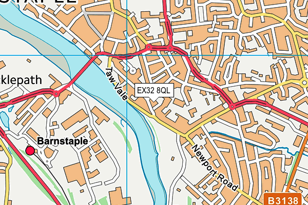 EX32 8QL map - OS VectorMap District (Ordnance Survey)