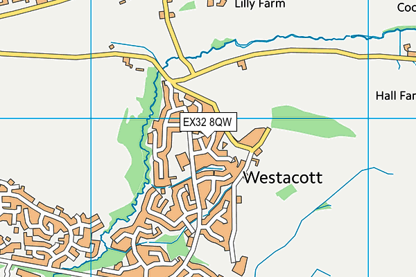 EX32 8QW map - OS VectorMap District (Ordnance Survey)