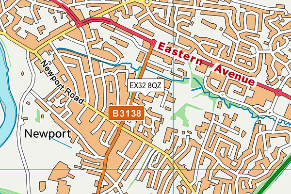 EX32 8QZ map - OS VectorMap District (Ordnance Survey)