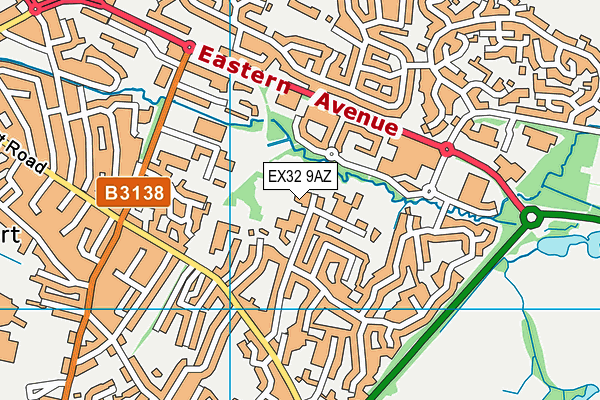 EX32 9AZ map - OS VectorMap District (Ordnance Survey)