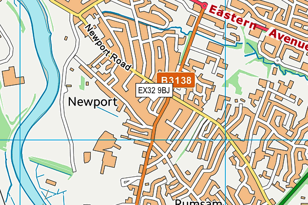 EX32 9BJ map - OS VectorMap District (Ordnance Survey)