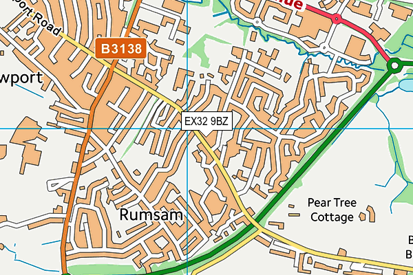 EX32 9BZ map - OS VectorMap District (Ordnance Survey)