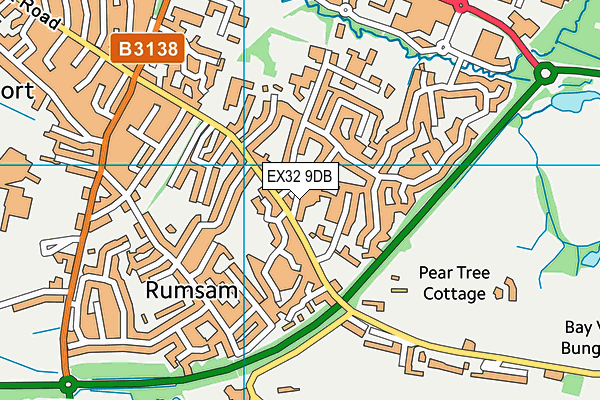 EX32 9DB map - OS VectorMap District (Ordnance Survey)