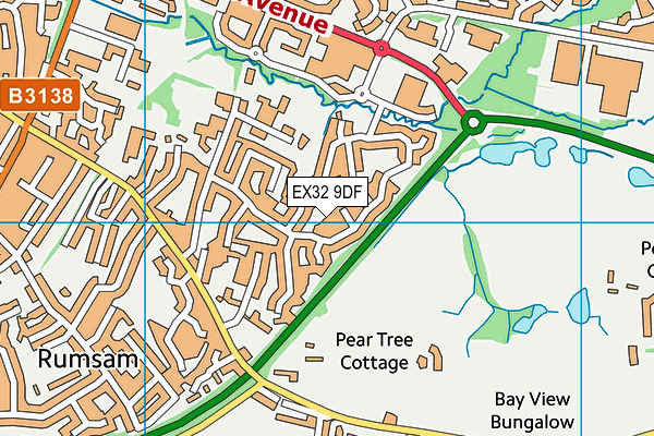 EX32 9DF map - OS VectorMap District (Ordnance Survey)