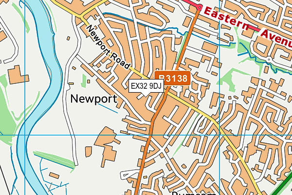 EX32 9DJ map - OS VectorMap District (Ordnance Survey)