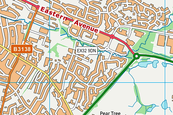 EX32 9DN map - OS VectorMap District (Ordnance Survey)