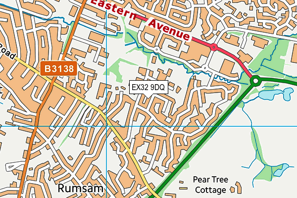 EX32 9DQ map - OS VectorMap District (Ordnance Survey)