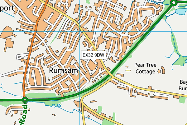 EX32 9DW map - OS VectorMap District (Ordnance Survey)