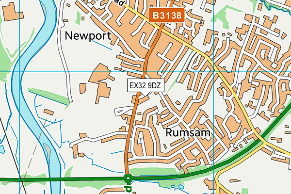 EX32 9DZ map - OS VectorMap District (Ordnance Survey)