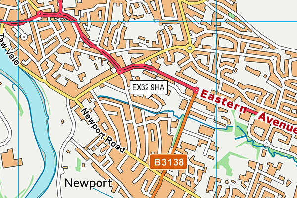 EX32 9HA map - OS VectorMap District (Ordnance Survey)