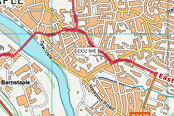 EX32 9HE map - OS VectorMap District (Ordnance Survey)