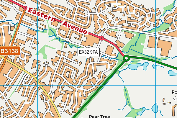 EX32 9PA map - OS VectorMap District (Ordnance Survey)