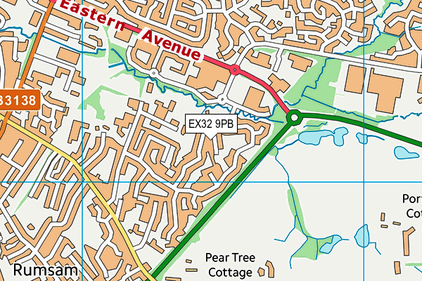 EX32 9PB map - OS VectorMap District (Ordnance Survey)