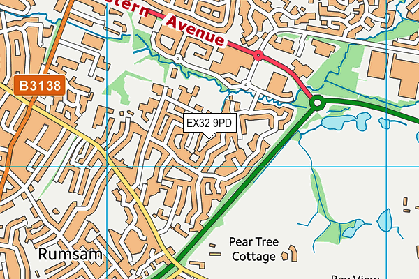 EX32 9PD map - OS VectorMap District (Ordnance Survey)