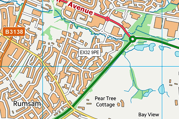 EX32 9PE map - OS VectorMap District (Ordnance Survey)