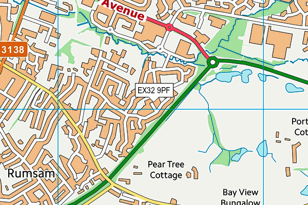 EX32 9PF map - OS VectorMap District (Ordnance Survey)