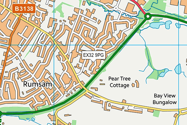 EX32 9PG map - OS VectorMap District (Ordnance Survey)