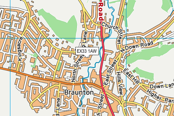 EX33 1AW map - OS VectorMap District (Ordnance Survey)