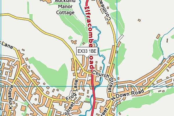 EX33 1BE map - OS VectorMap District (Ordnance Survey)