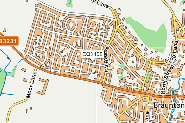 EX33 1DE map - OS VectorMap District (Ordnance Survey)